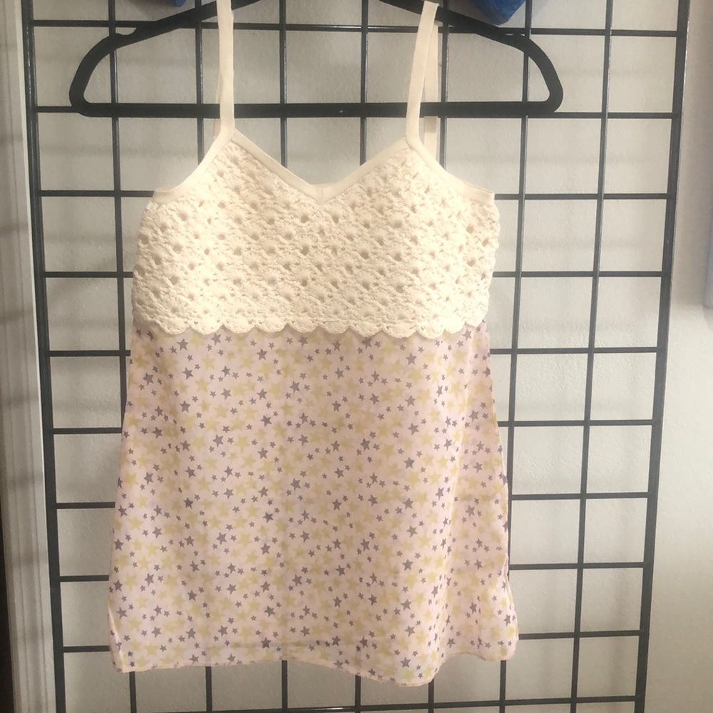 Crochet with stars printed fabric combinations